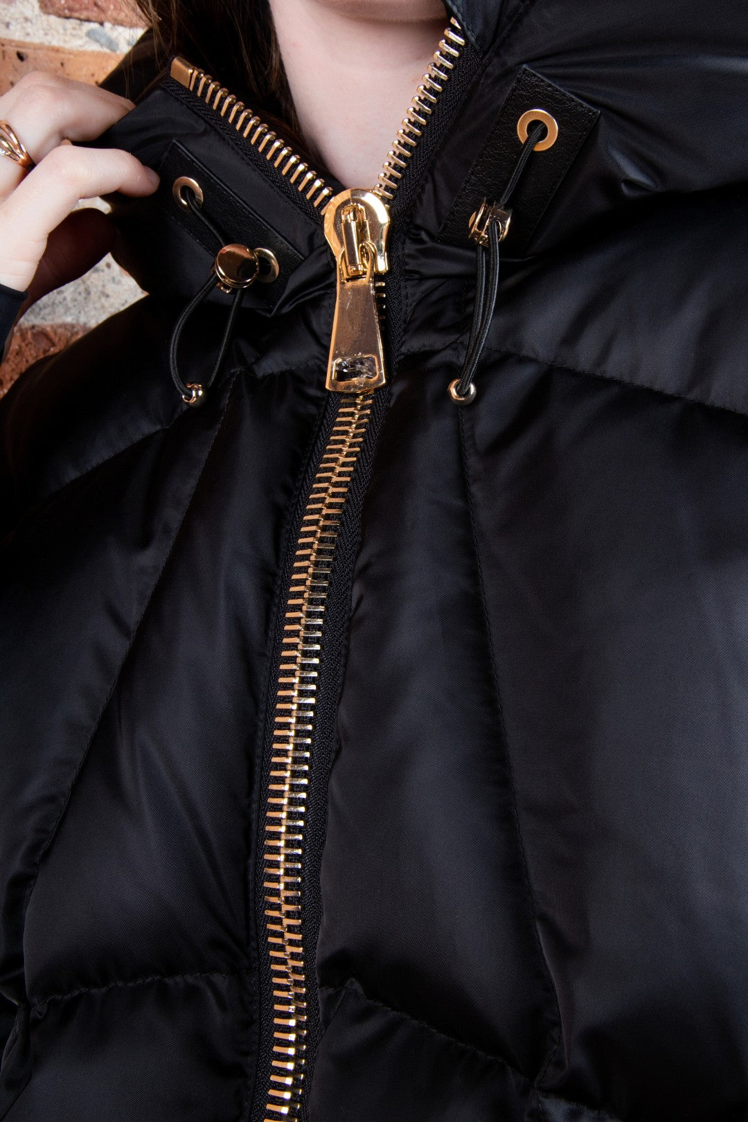 coat isabella gold zipper down - black