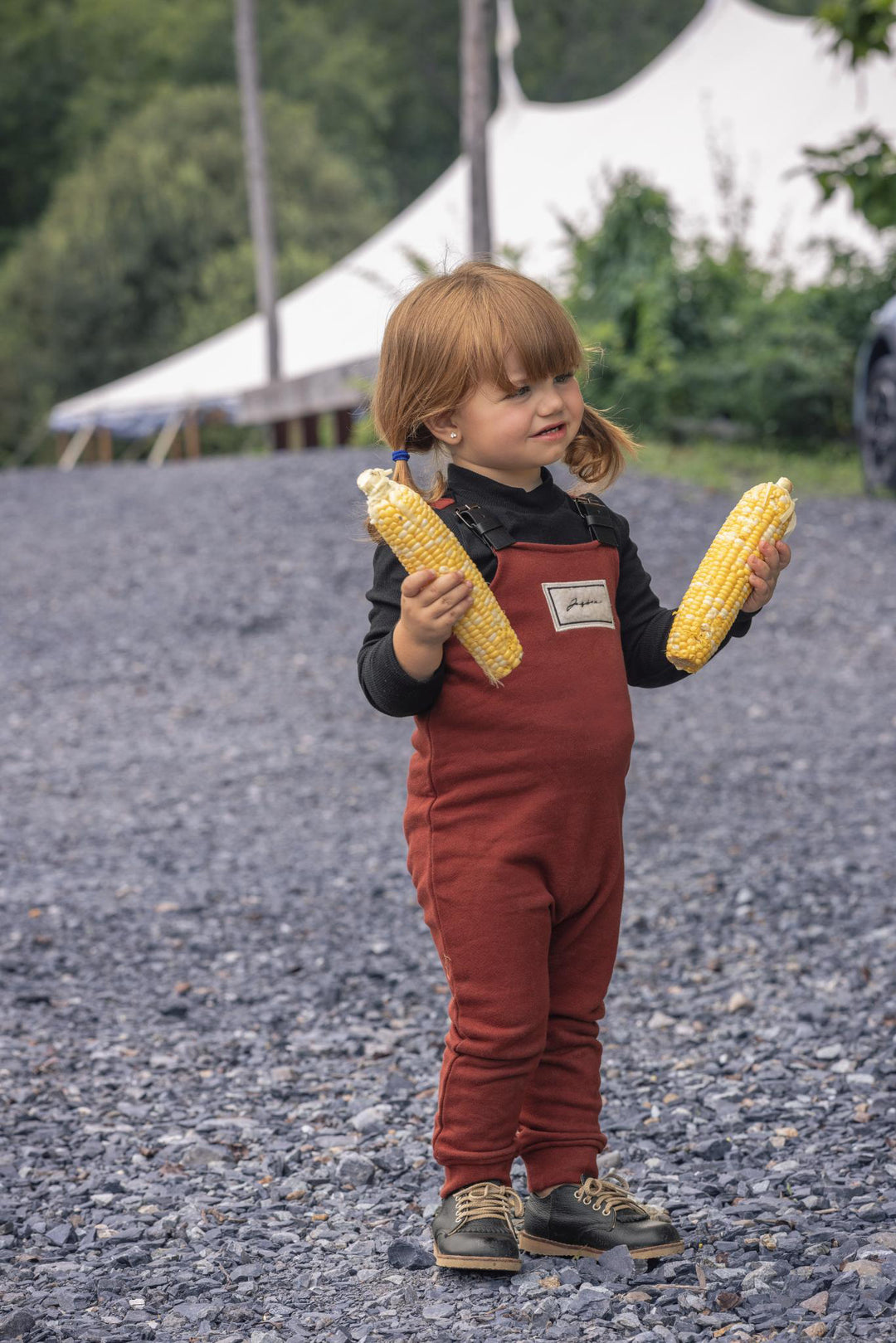 one piece sherpa patch overalls - rust
