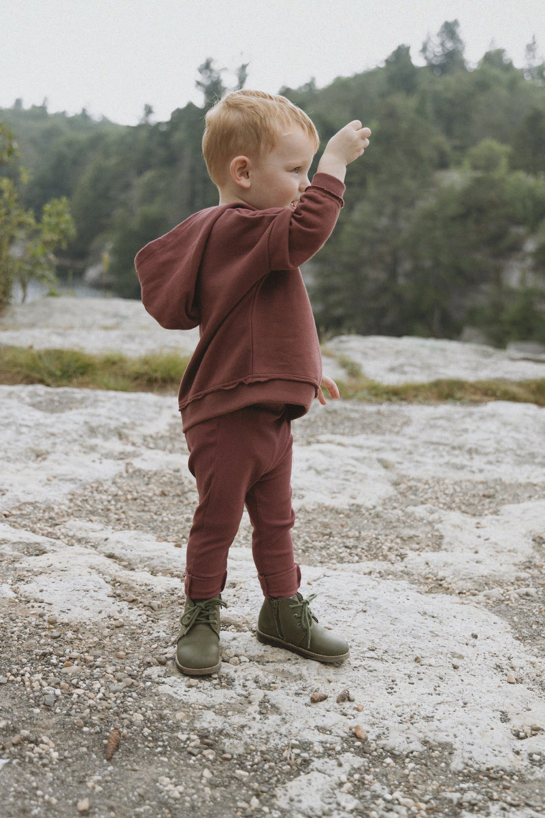 set outfit frayed edge hooded sweatshirt and leggings - mauve