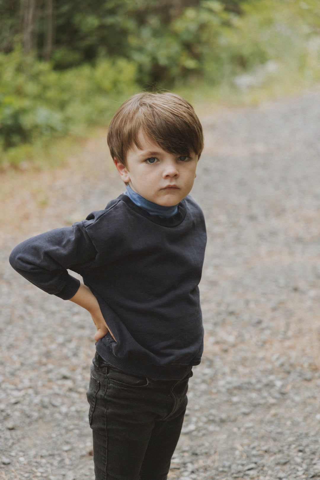top l/s tonal mockneck sweatshirt - navy