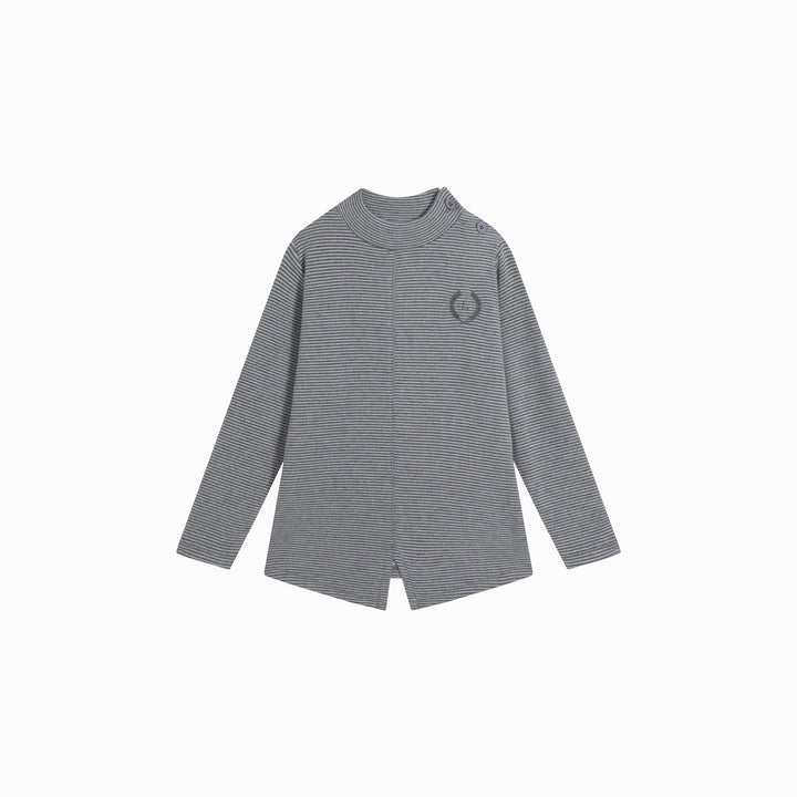 top l/s stripe side buttons - grey