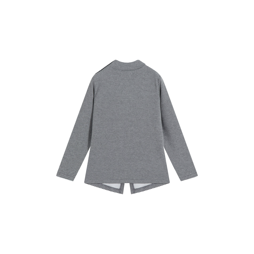 top l/s stripe side buttons - grey