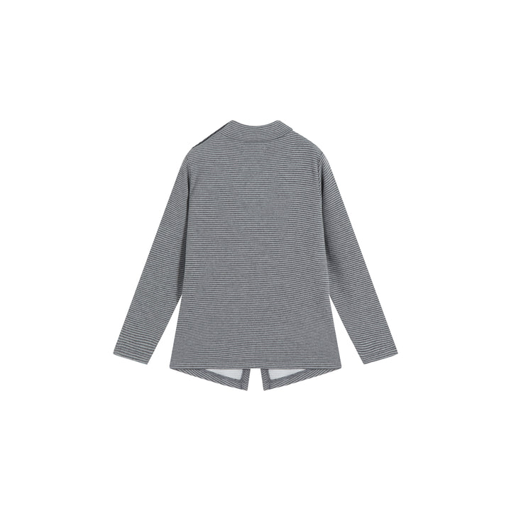 top l/s stripe side buttons - grey