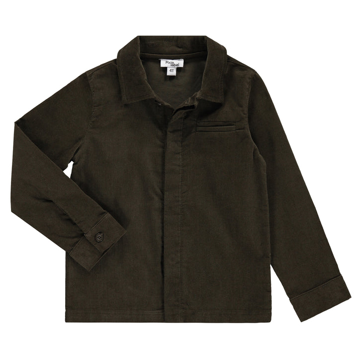 shirt l/s corduroy side zipper - olive