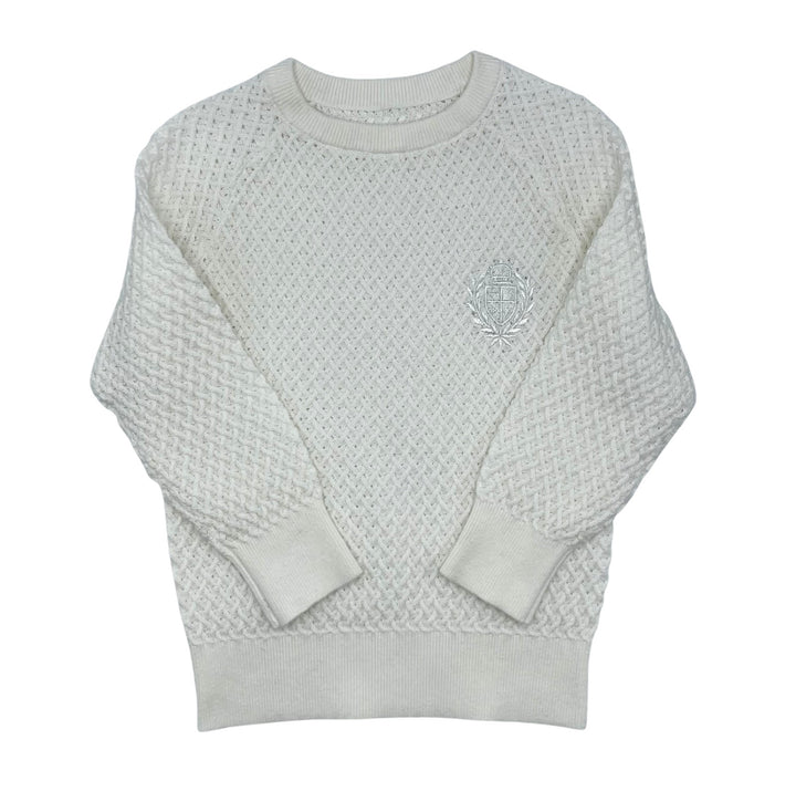top l/s weave knit sweater - white
