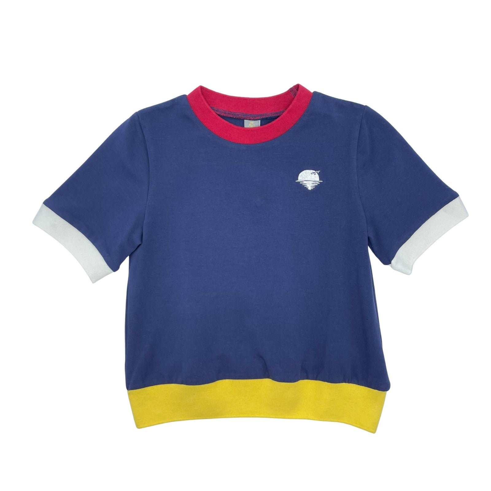 top s/s color block with embroidery - navy – Lily and Todd