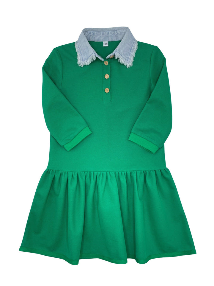 dress low waisted polo with fringe collar - kelly