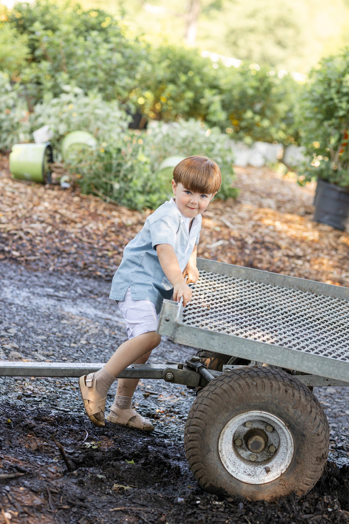 shirt l/s ombre denim with roll up sleeves - blue chambray