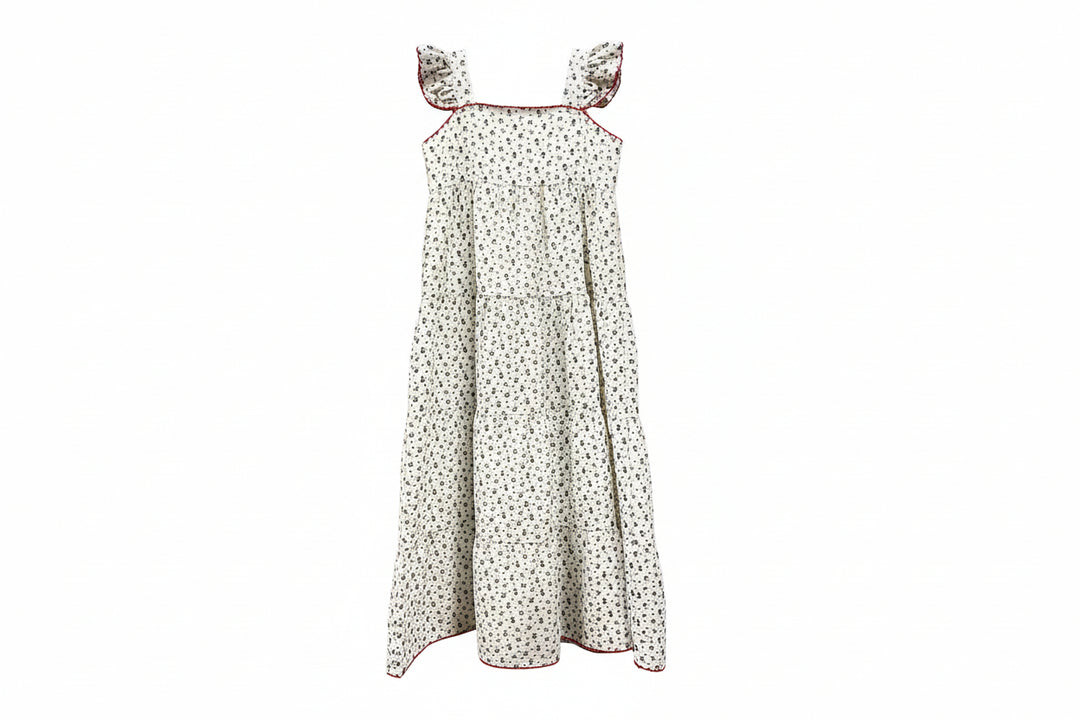 maxi dress tiered floral print scalloped jumper - black/white Lily and Todd maxi dress tiered floral print scalloped jumper - black/white Lily and Todd