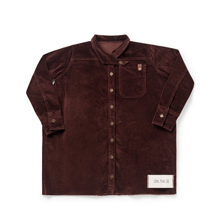 dress corduroy back pleat shirt style - brick