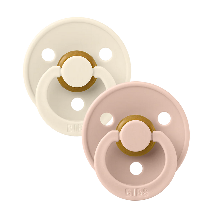 pacifier 2 pk colour latex round - ivory/blush