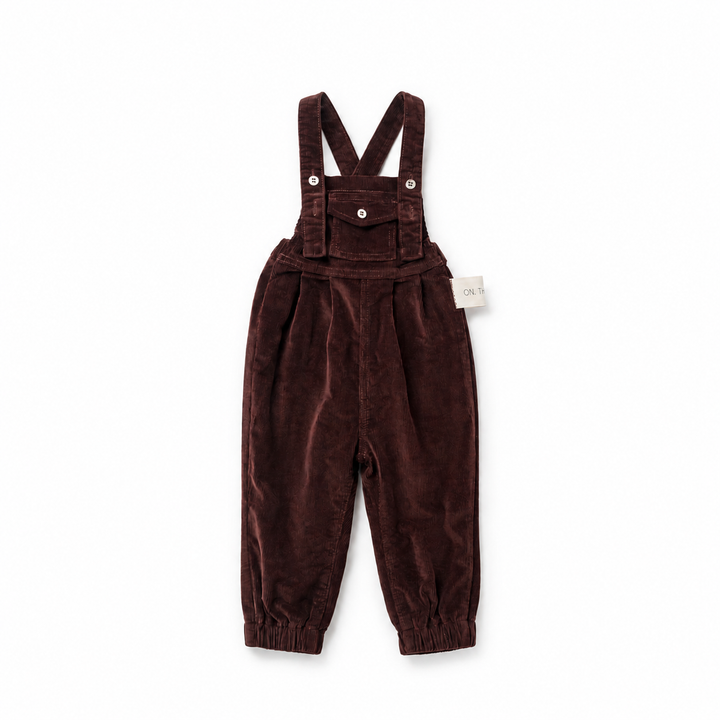 one piece corduroy front pocket overalls - brick