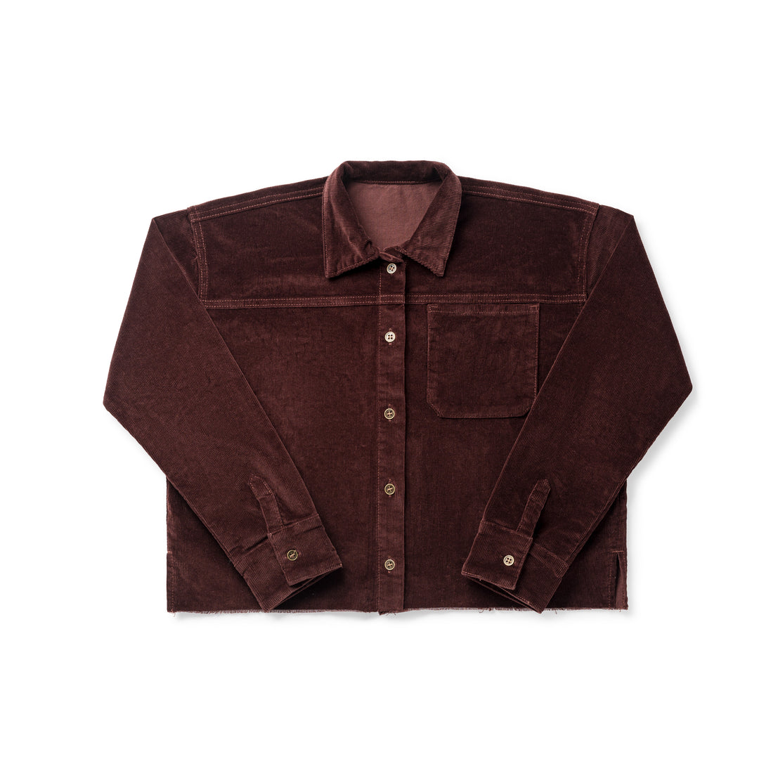 shirt l/s corduroy back pleat - brick