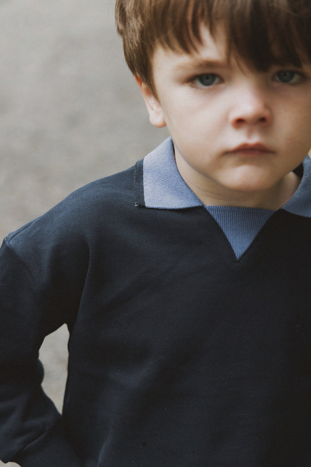 polo l/s tonal collar sweat - medium blue