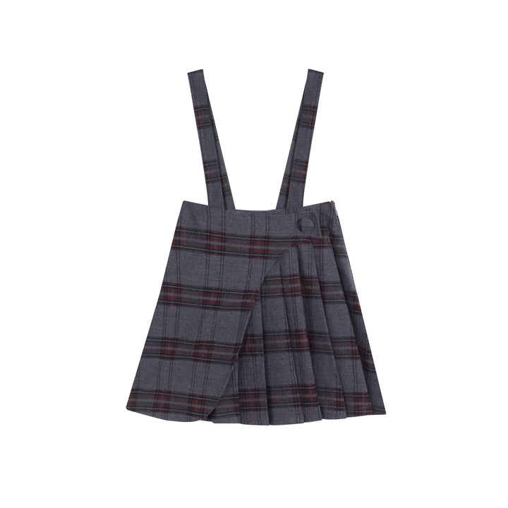 skirt wool wrap with suspenders - grey