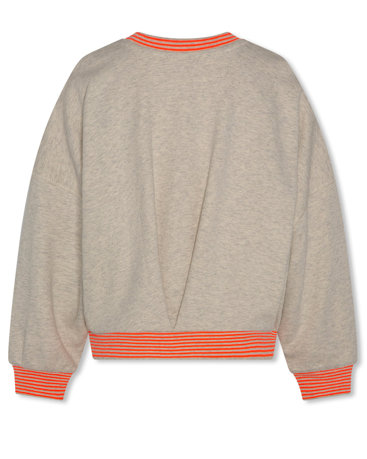 top l/s neon striped trim sweatshirt - oatmeal