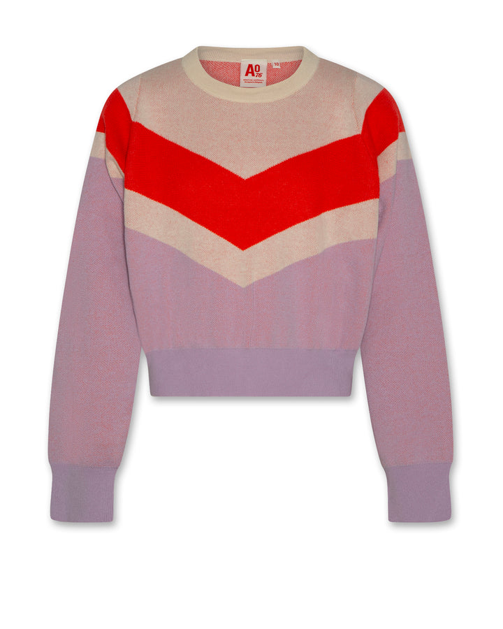 top l/s multi striped sweater - lilac