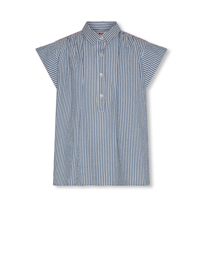 shirt s/s striped shoulder stitch - cobalt blue