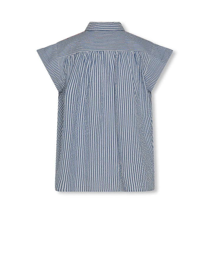 shirt s/s striped shoulder stitch - cobalt blue