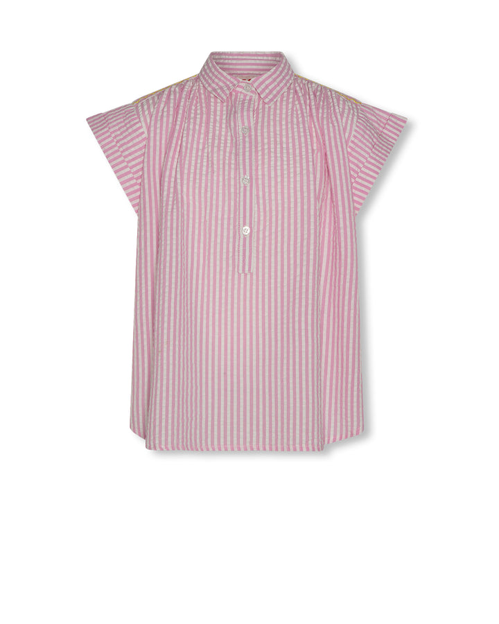 shirt s/s striped shoulder stitch - soft pink