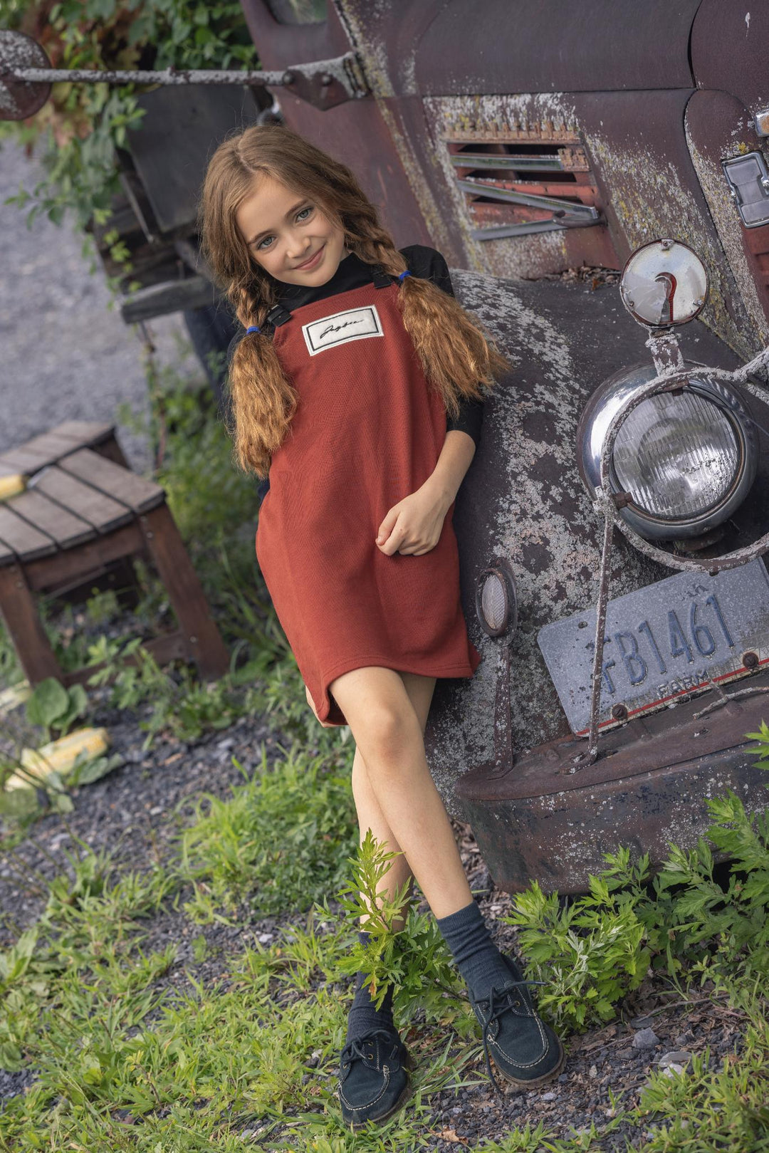 dress sherpa patch jumper - rust