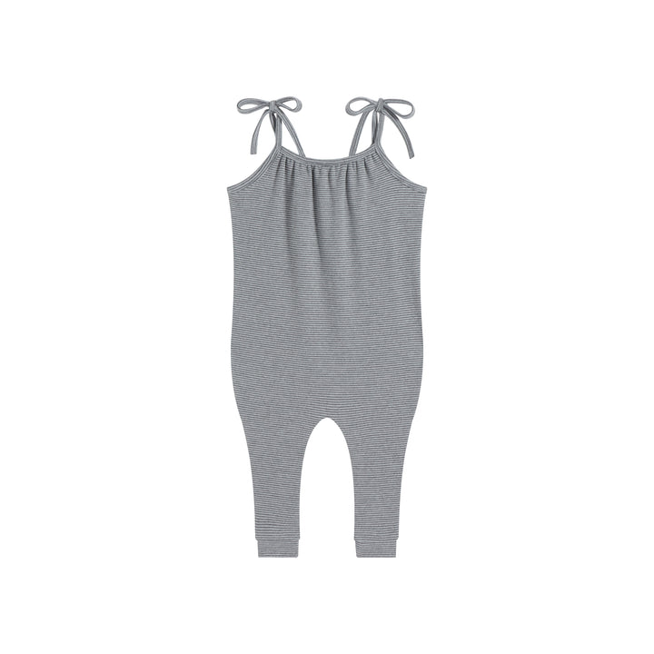 one piece stripe tie overalls - grey