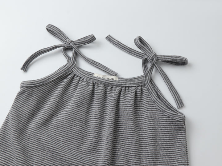 one piece stripe tie overalls - grey