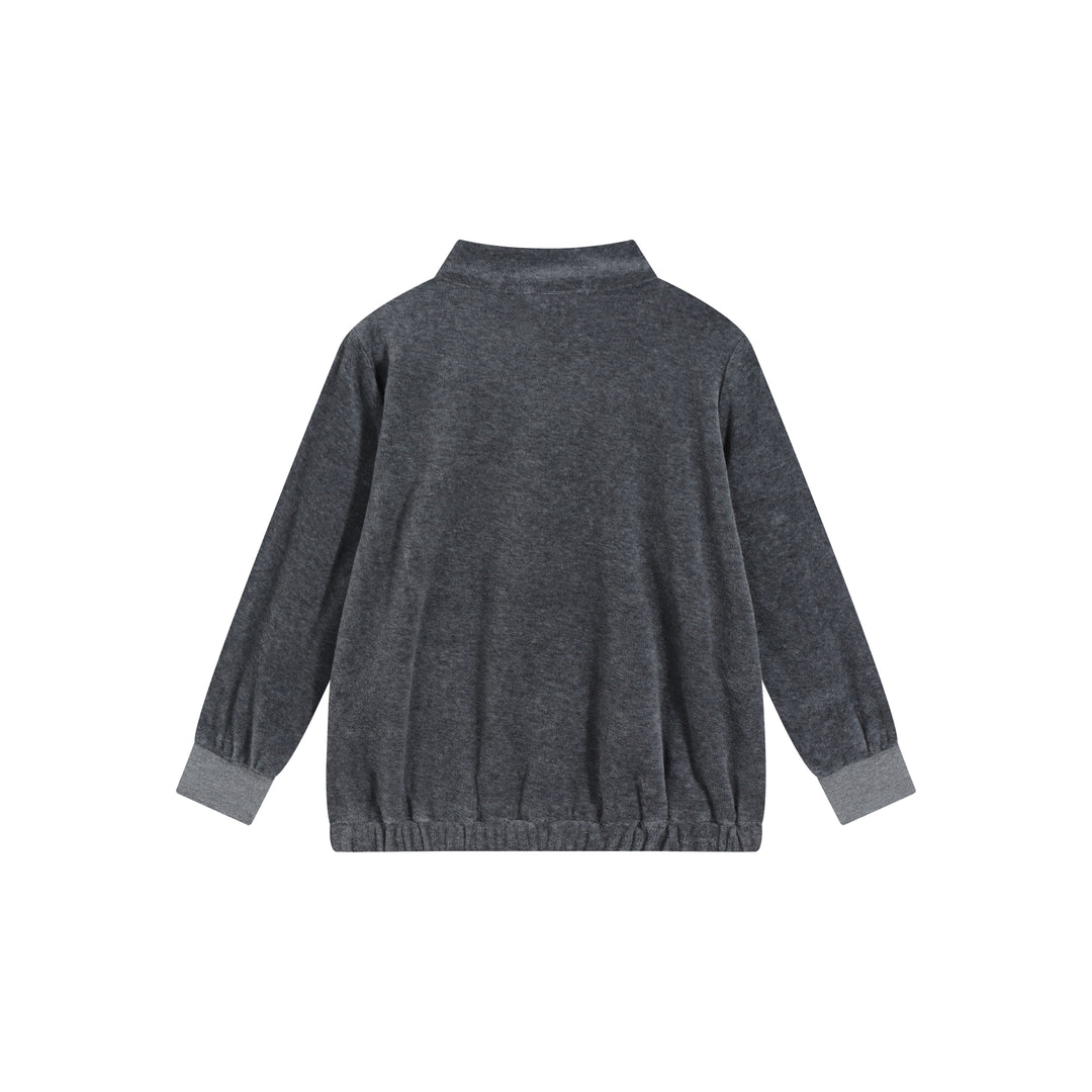 top l/s velour zipper - grey