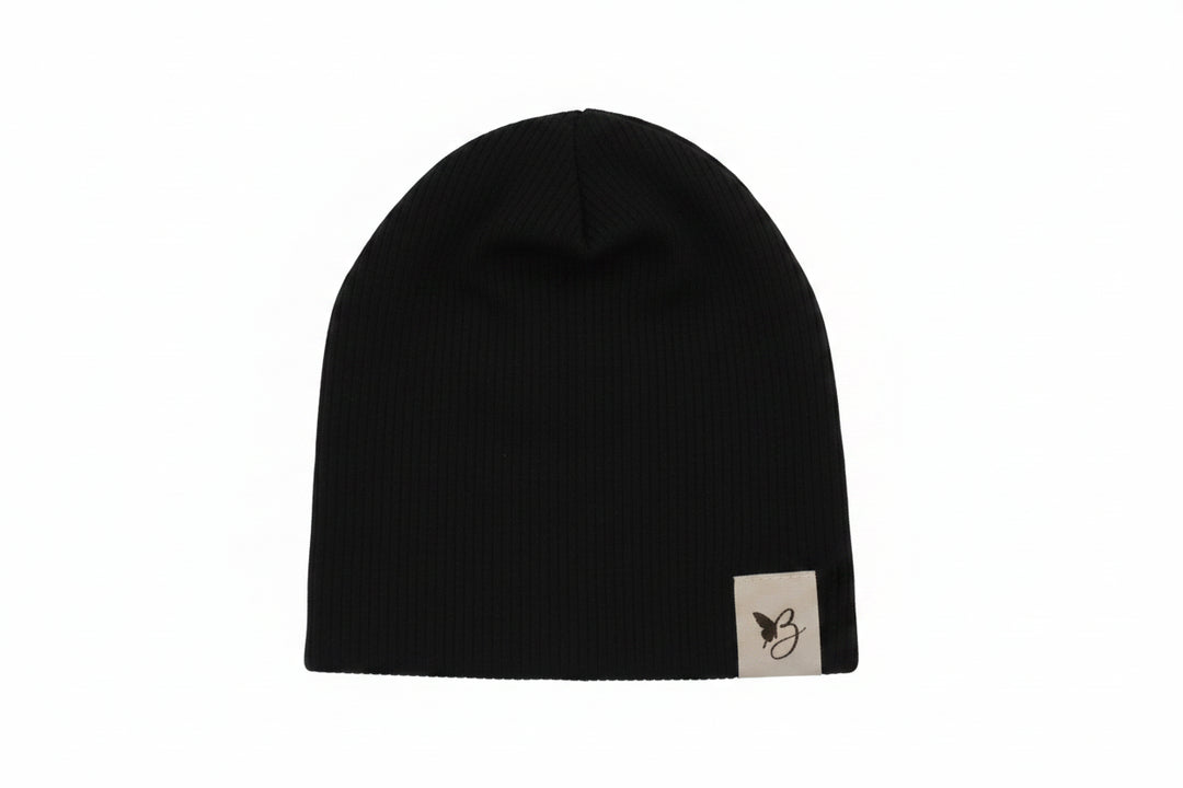 beanie ribbed - black