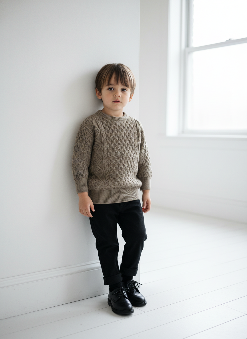 top l/s honey comb knit sweater - dark taupe