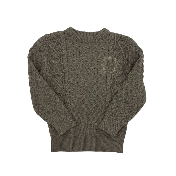 top l/s honey comb knit sweater - dark taupe