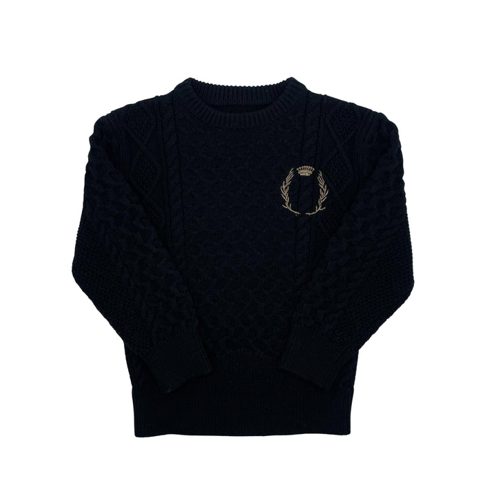 top l/s honey comb knit sweater - black