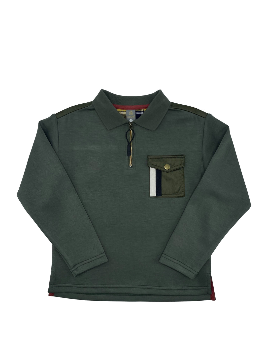 polo l/s pleather pocket zipper - olive