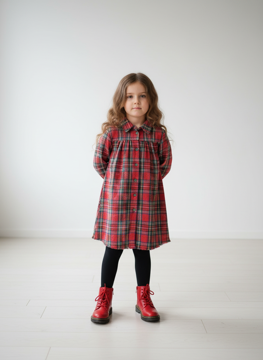 dress washed scottish plaid shirt style - red