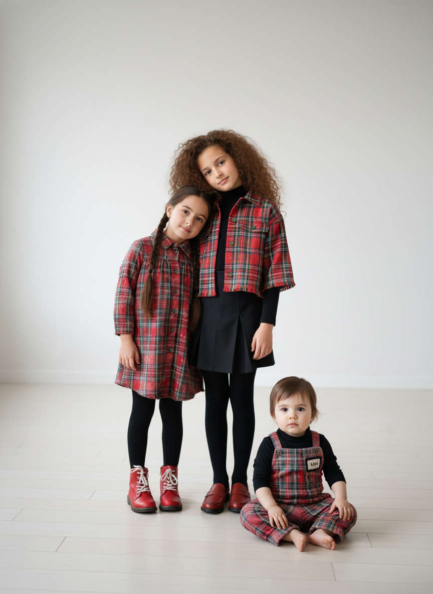 one piece washed scottish plaid long romper - red
