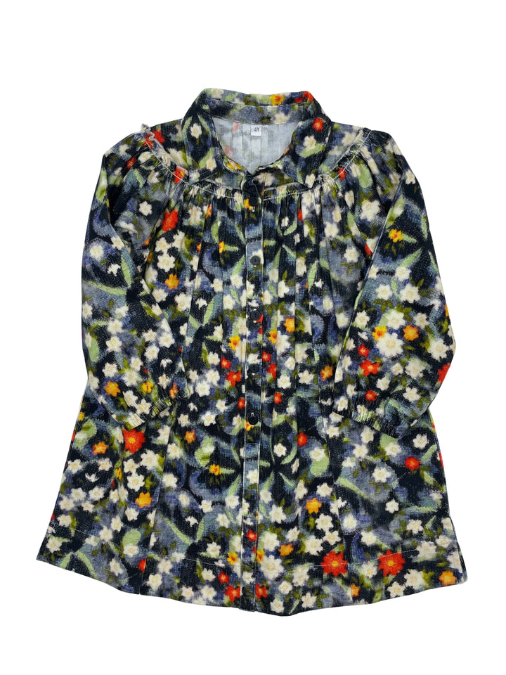 dress soft corduroy watercolor floral shirt style - multi