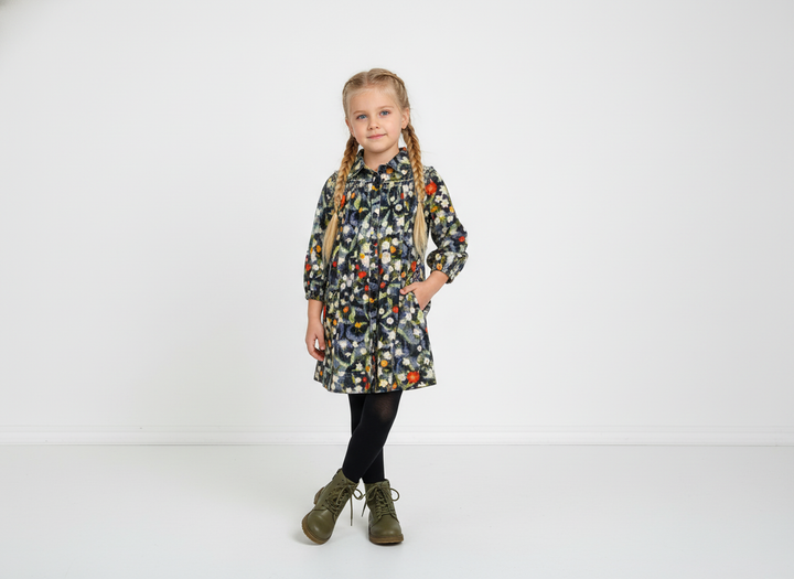dress soft corduroy watercolor floral shirt style - multi