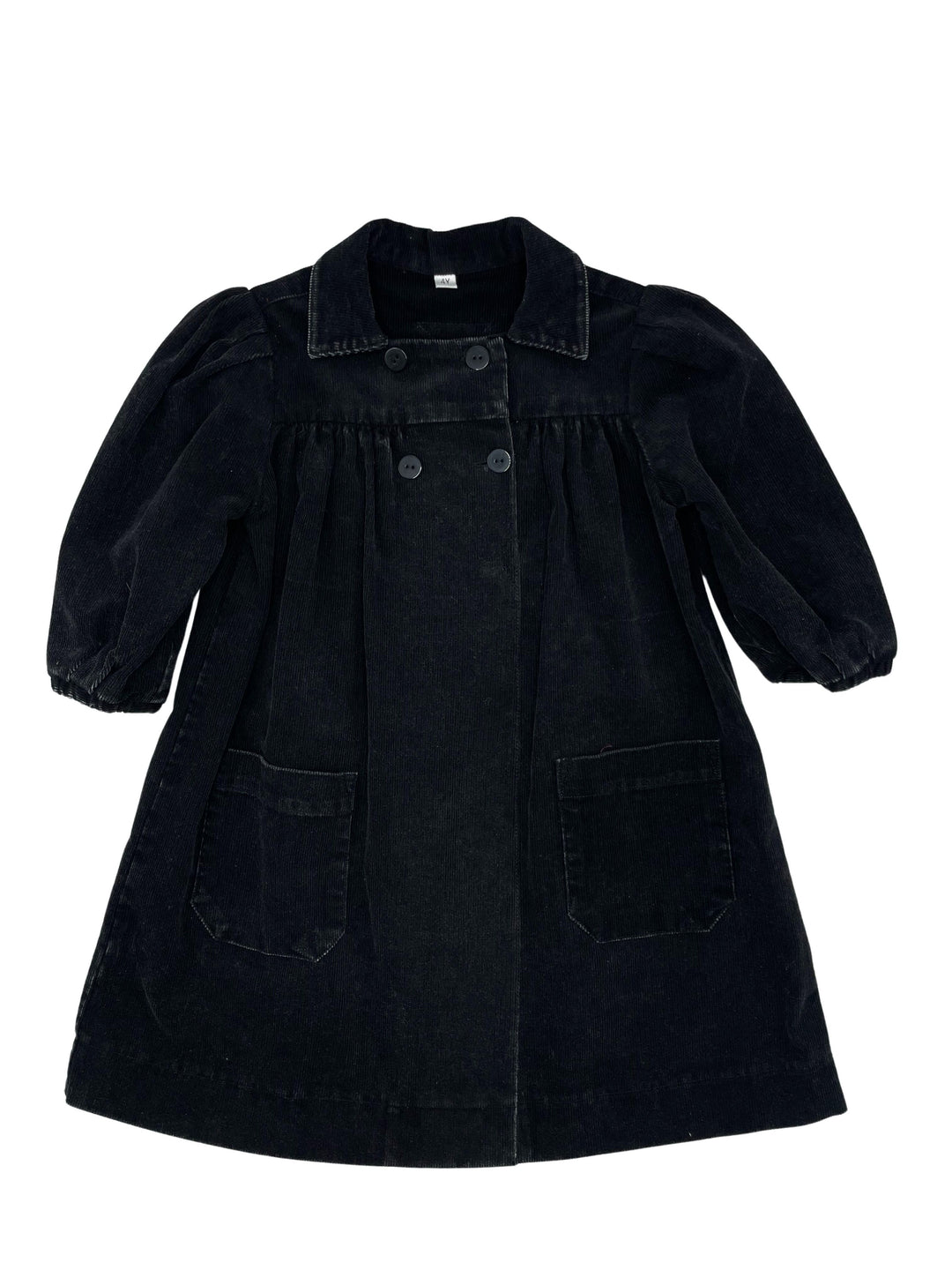 dress heavy washed corduroy double breasted look with pockets - black