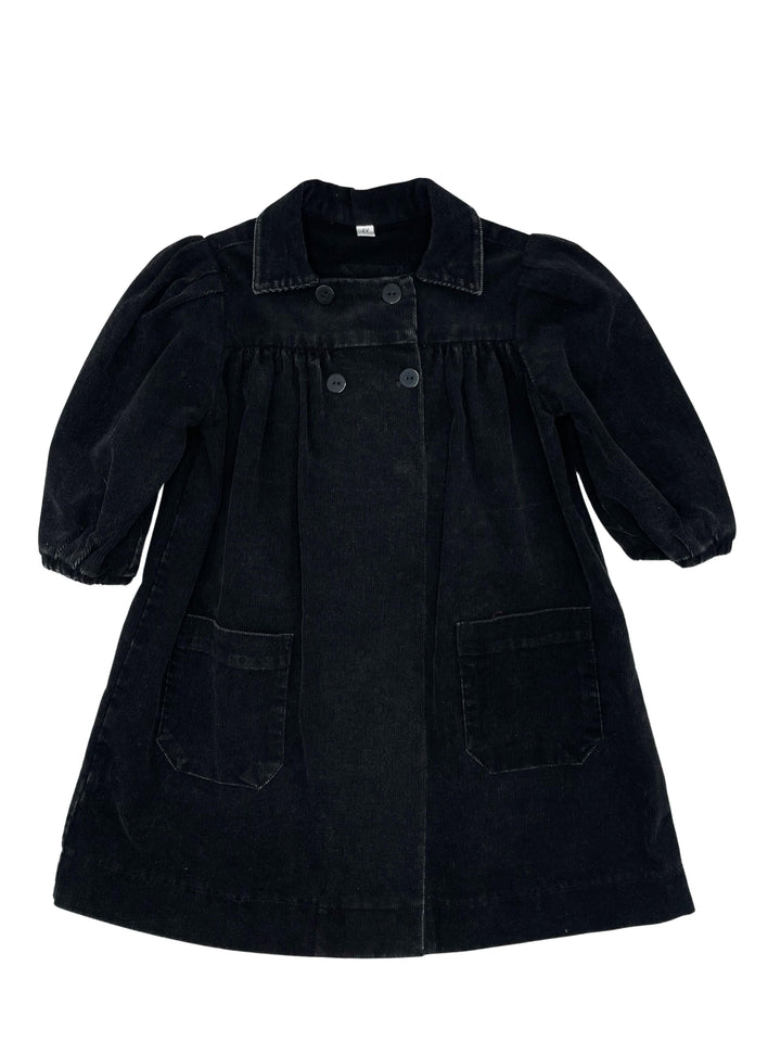 dress heavy washed corduroy double breasted look with pockets - black