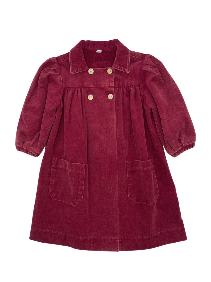 dress heavy washed corduroy double breasted look with pockets - brick