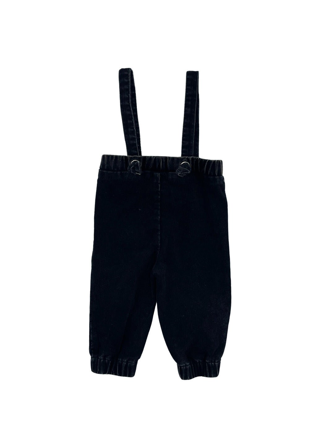 one piece heavy washed corduroy knot romper - black