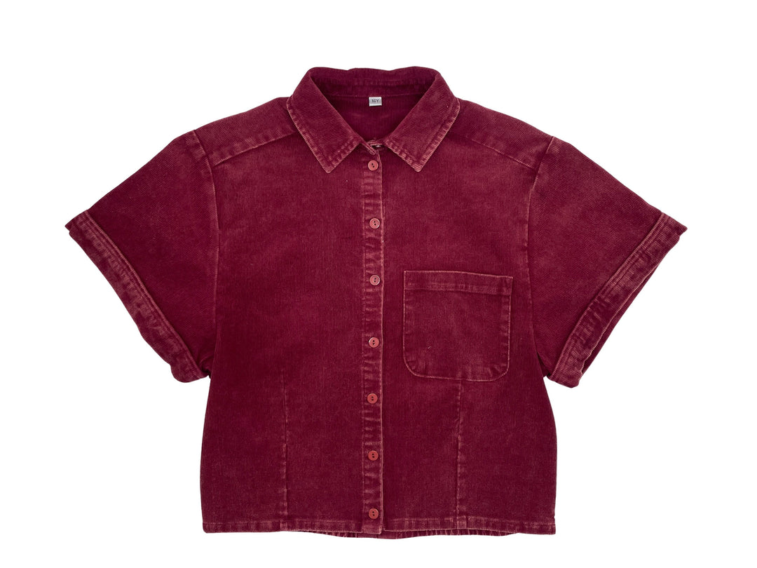 tee 3/4 crop heavy washed corduroy - brick