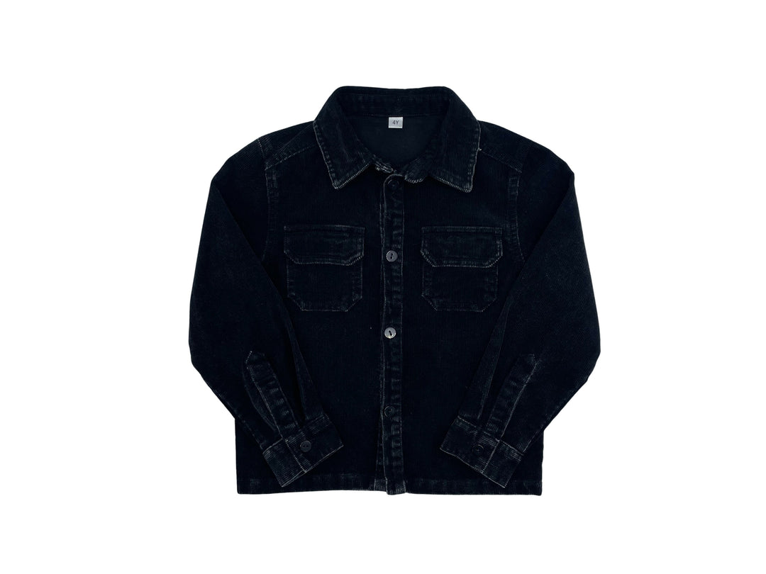 shirt l/s heavy washed corduroy pocket - black