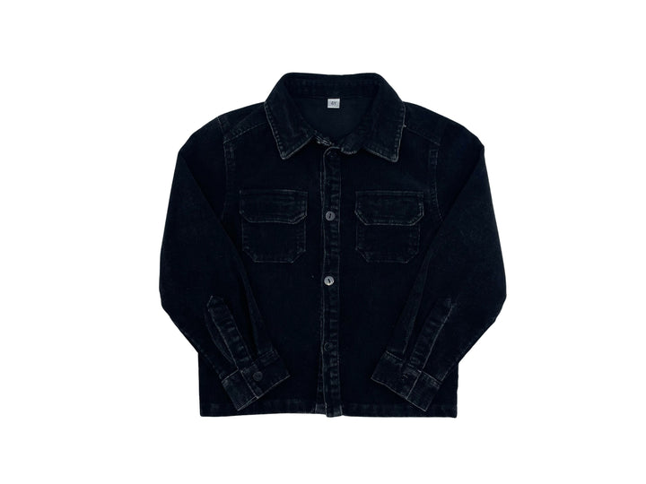shirt l/s heavy washed corduroy pocket - black