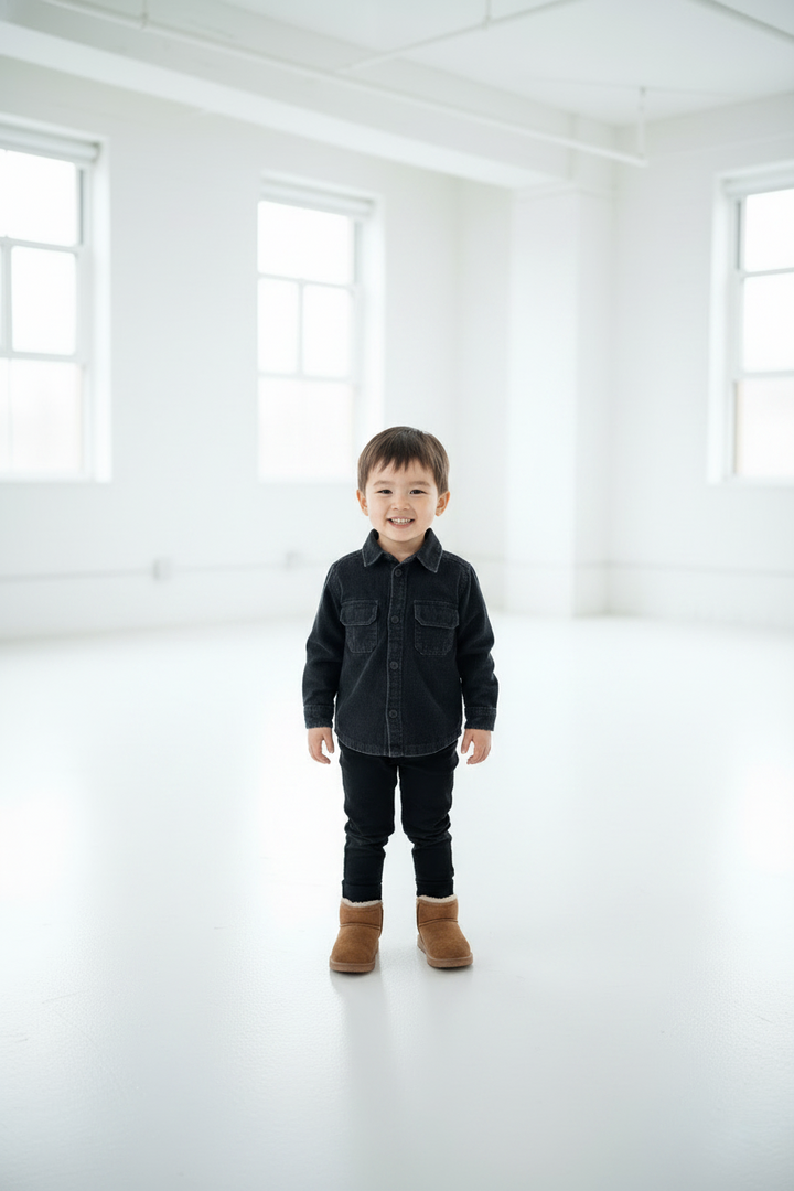 shirt l/s heavy washed corduroy pocket - black