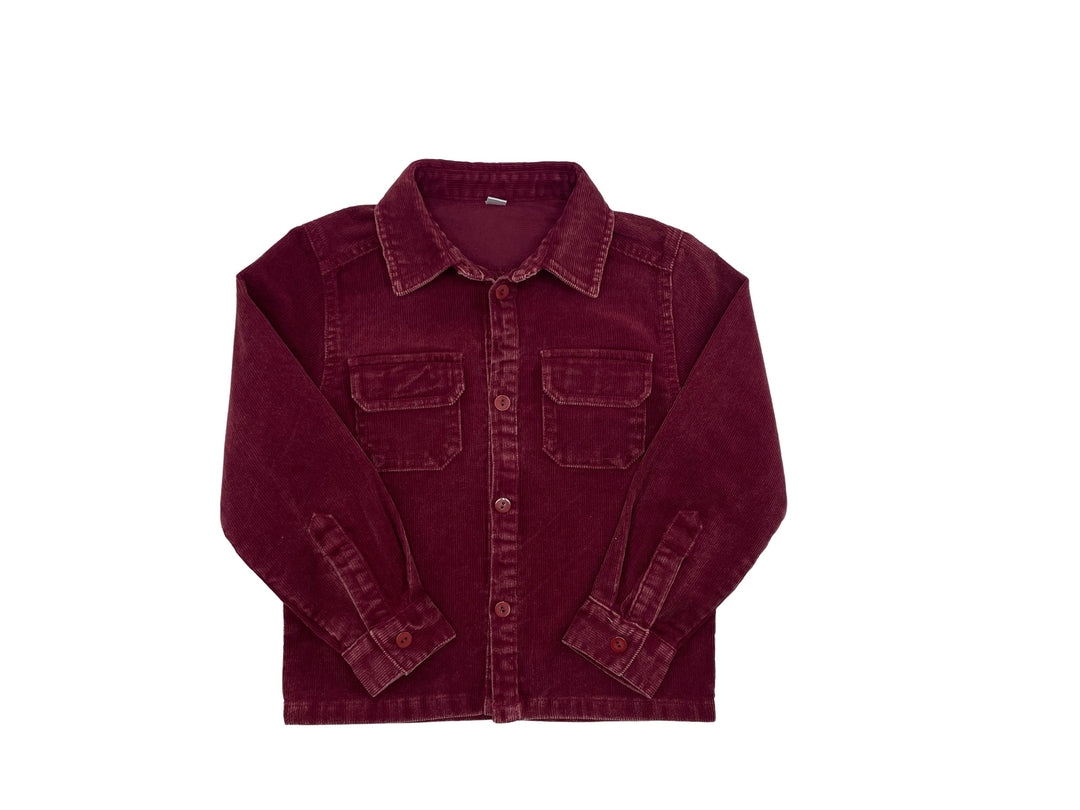 shirt l/s heavy washed corduroy pocket - brick