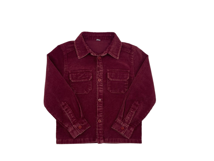 shirt l/s heavy washed corduroy pocket - brick