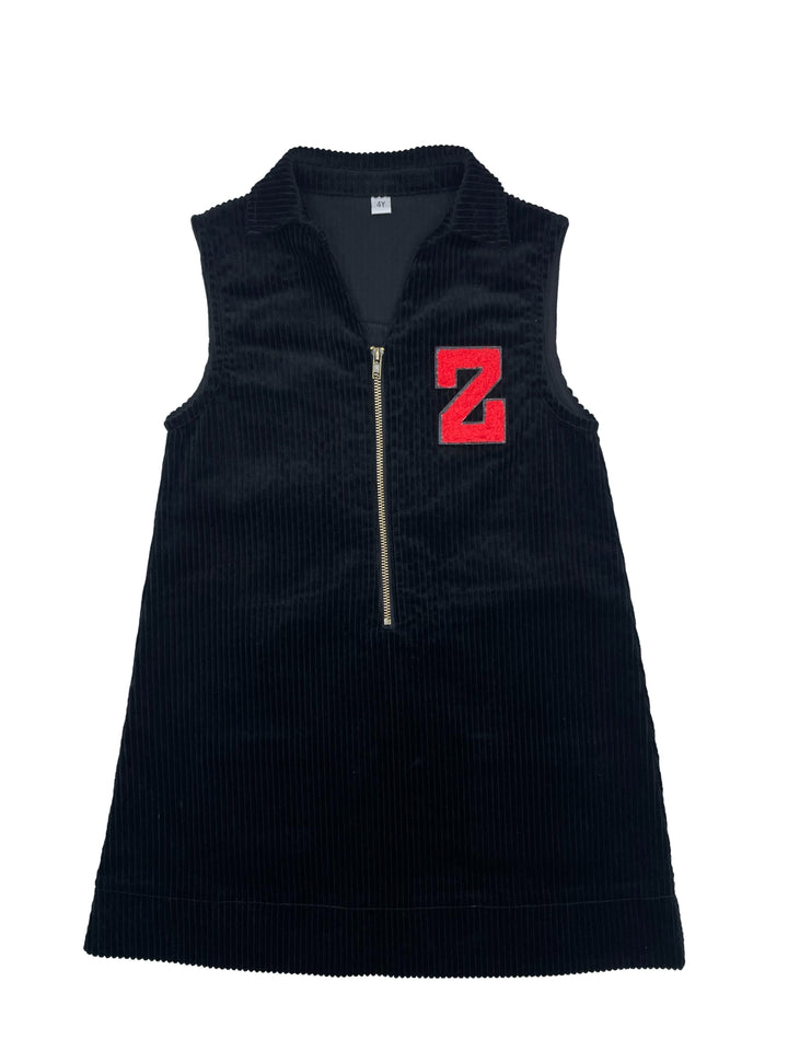 dress corduroy half zip jumper with collar - black