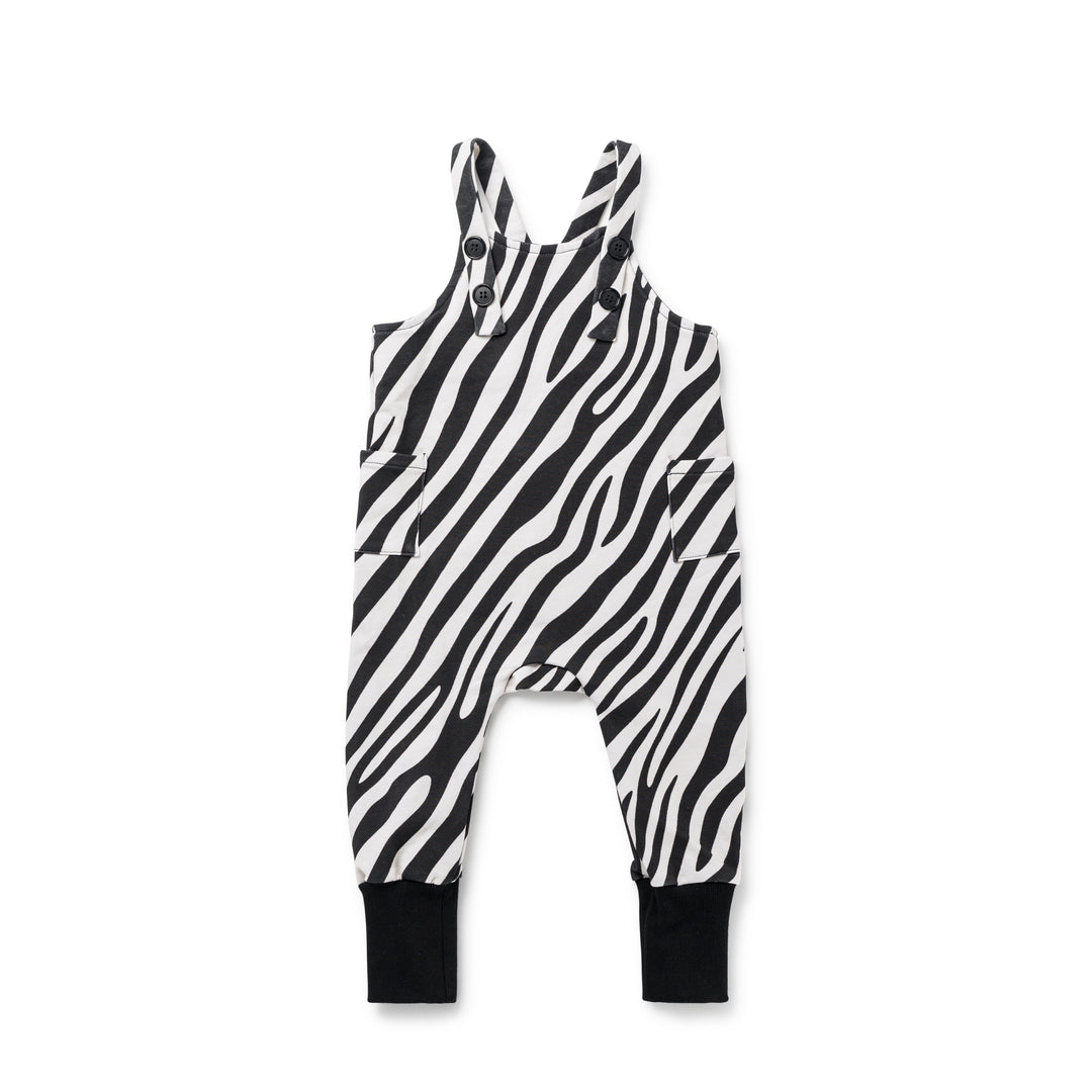 one piece corduroy zebra print overalls - zebra