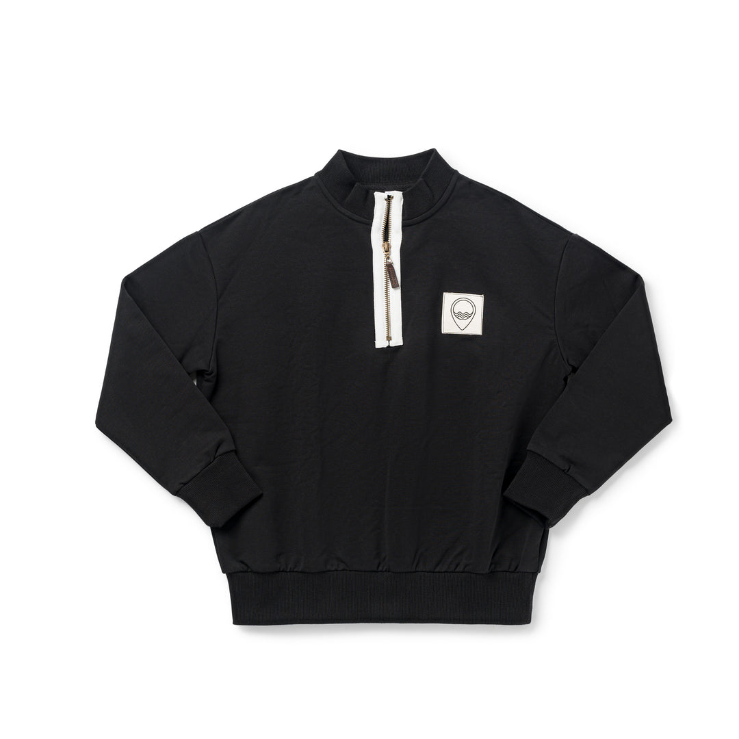 top l/s logo half zip sweatshirt - black